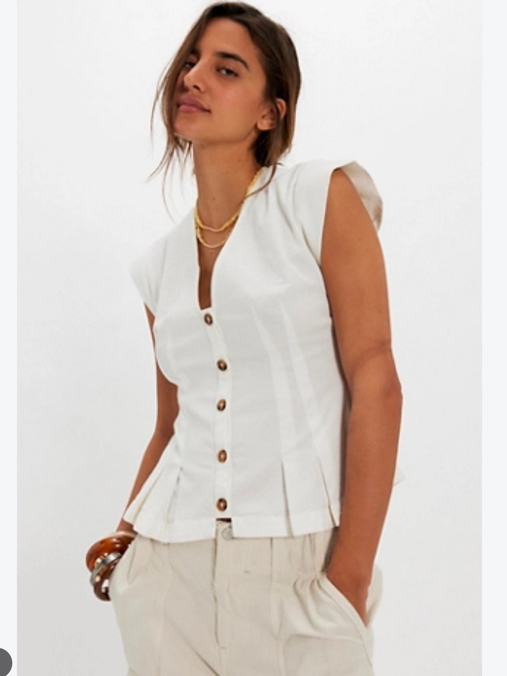 Free People Dylan Vest Size XL Ivory